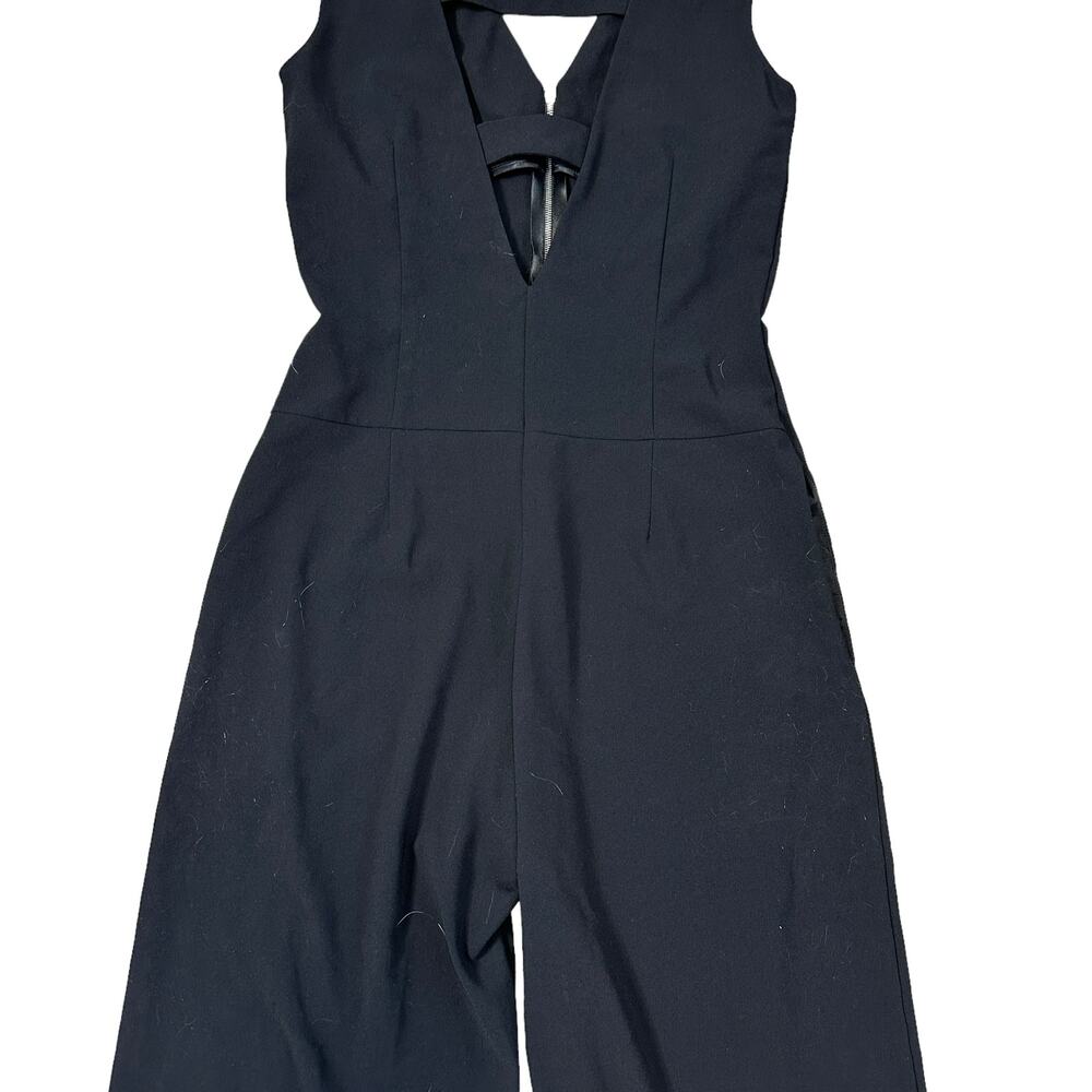 D. Exterior Black Jumpsuit Deep V-Neck Cut Out Sexy Wide Leg Small - Picture 4 of 7